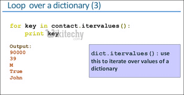 python loop over a dictionary