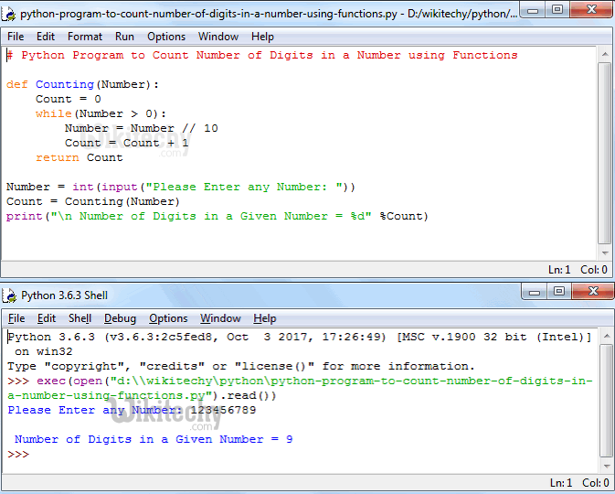 Python Tutorial Python Program To Count Number Of Digits In A Number 