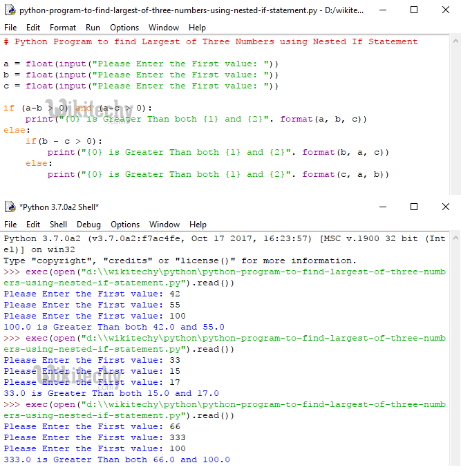 Python Tutorial Python Program To Find Largest Of Three Numbers By 