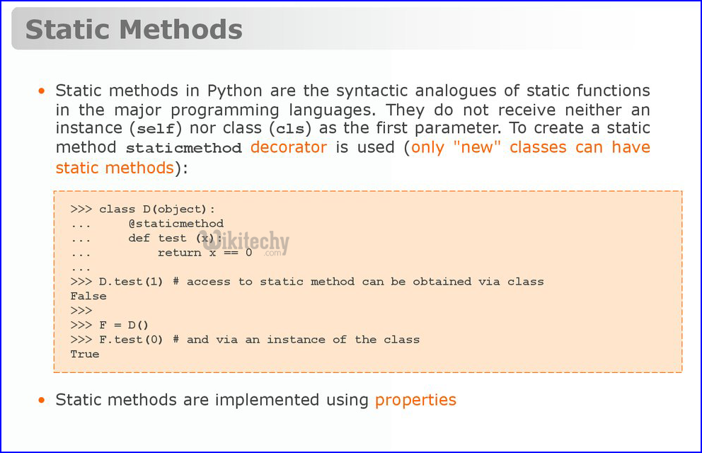 static method implementation